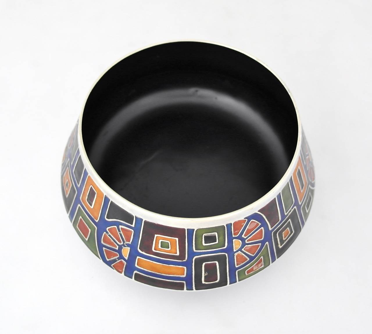 Super Rare Miguel Pineda Silverplate and Enamel Footed Bowl 1955 In Excellent Condition In New York, NY