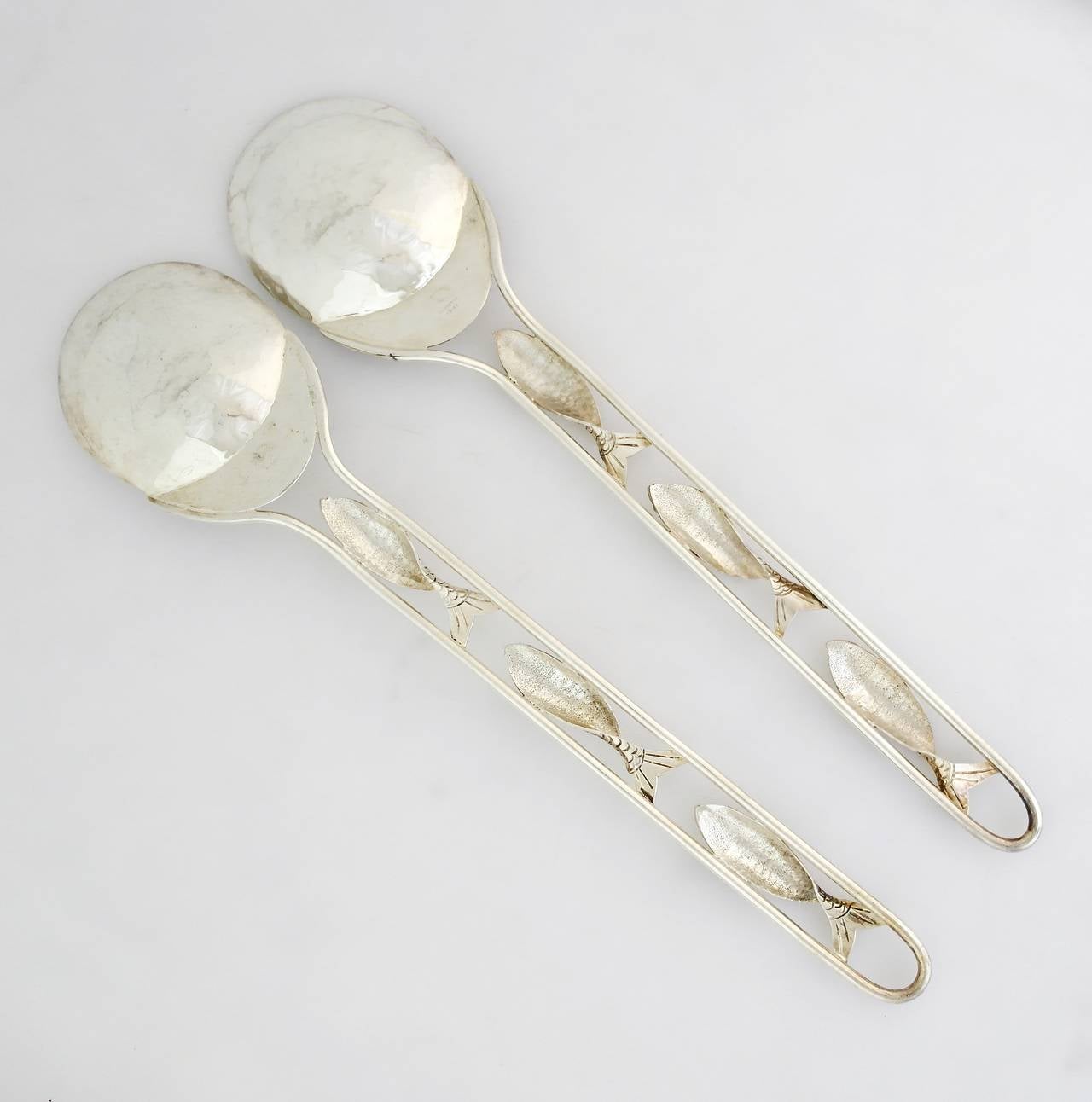 Important Emilia Castillo Silver Plate Hand-Wrought Serving Spoons, 1990 1