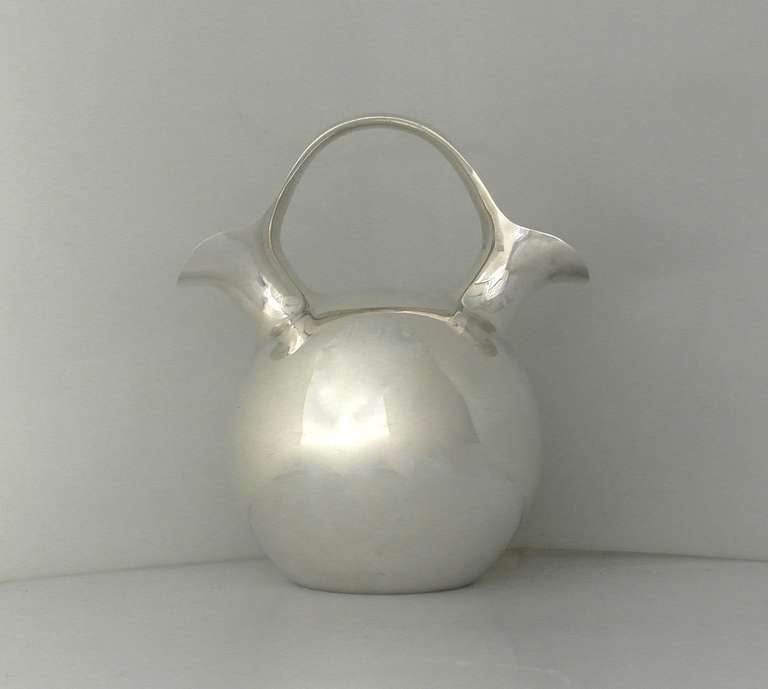Tane Sterling Silver Modernist Double Spout Pitcher 1960 In Excellent Condition In New York, NY