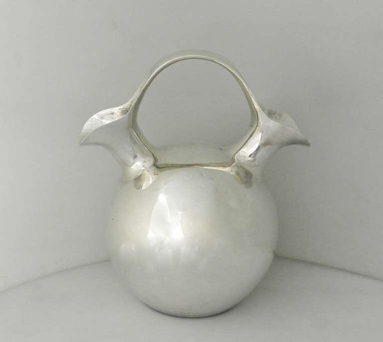 Mid-20th Century Tane Sterling Silver Modernist Double Spout Pitcher 1960