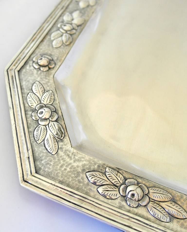 Large & Superb Maciel Taxco Sterling Silver Serving Tray 1950 In Excellent Condition In New York, NY