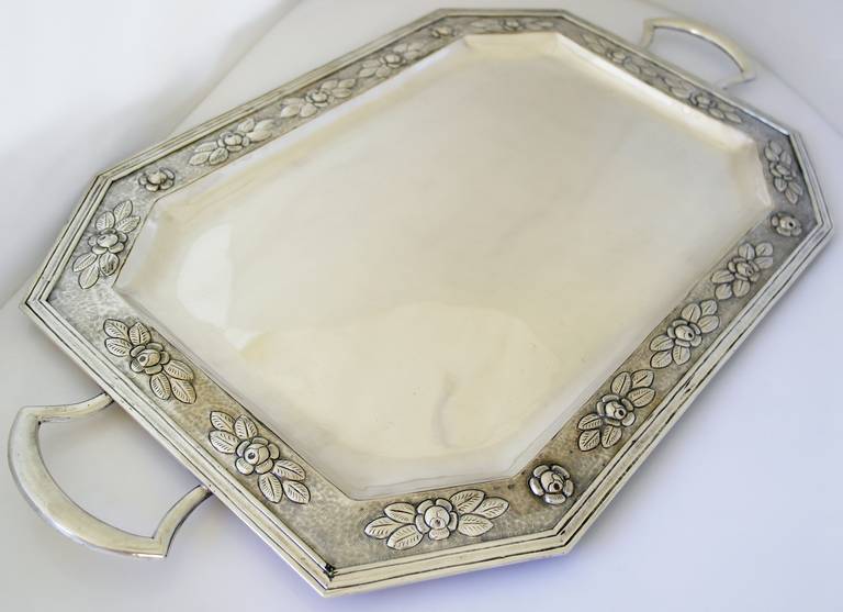 Mid-20th Century Large & Superb Maciel Taxco Sterling Silver Serving Tray 1950