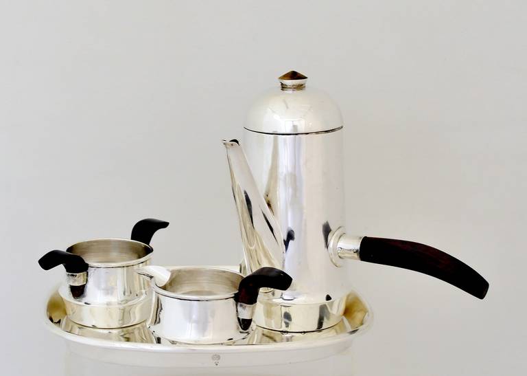 Being offered is a sterling silver espresso set by William Spratling of Taxco, Mexico, the 7