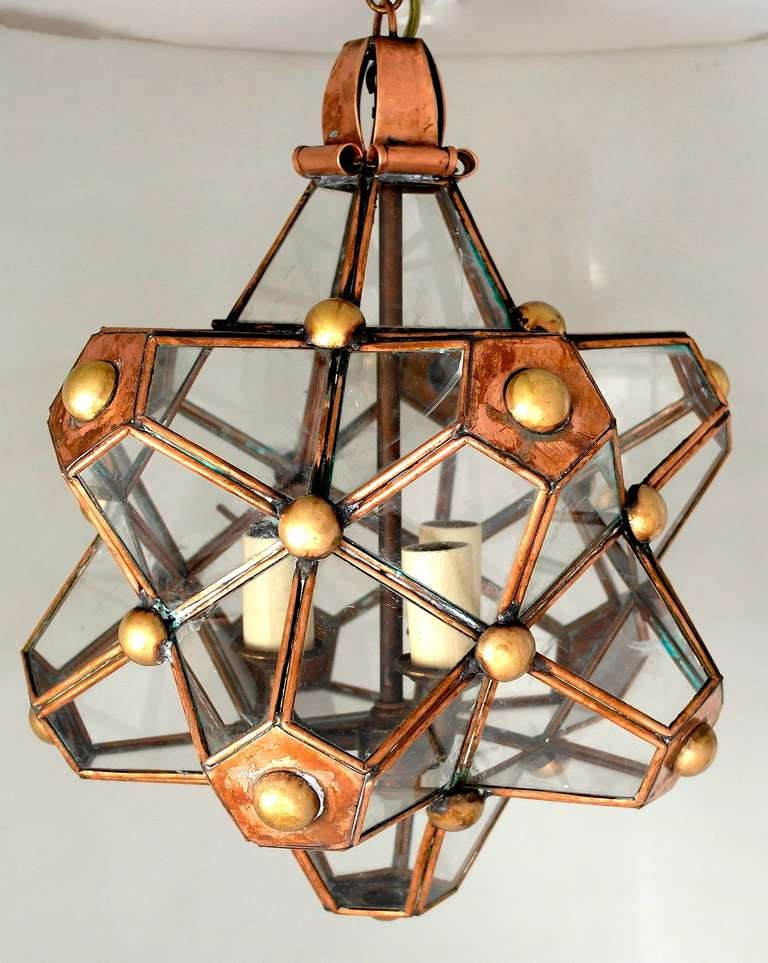 Hector Aguilar Copper & Brass Architectural 'Star Lantern' 1945 In Excellent Condition In New York, NY