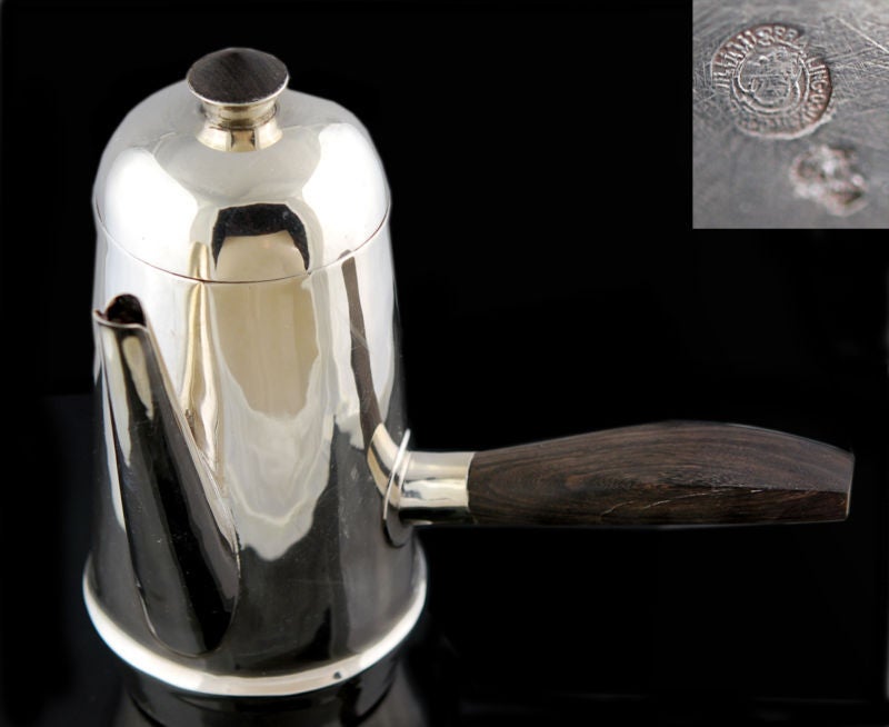 Spratling Tray Pot Creamer Sugar in Sterling Silver Ebony In Excellent Condition For Sale In New York, NY