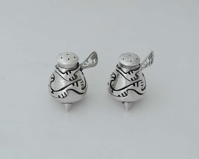 Salvador Teran Taxco Sterling Silver Salt & Pepper Shakers, 1955