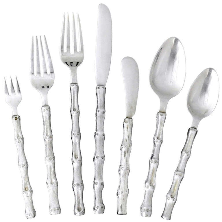 Janna Thomas, Tiffany, Taxco Sterling Silver Flatware Set for Eight For