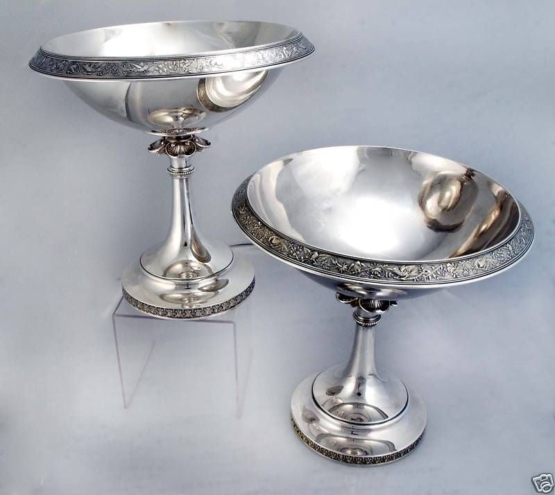 1872 B.d. Beiderhase Pair Tazzas Sterling Silver  64ozs