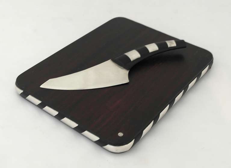 William Spratling Sterling Silver and Rosewood Cheese Board with Knife 5