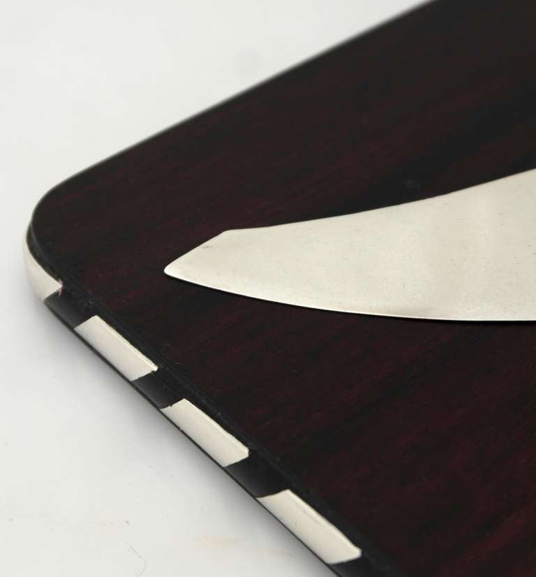 William Spratling Sterling Silver and Rosewood Cheese Board with Knife 1