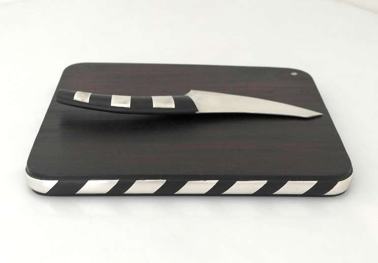 William Spratling Sterling Silver and Rosewood Cheese Board with Knife 2