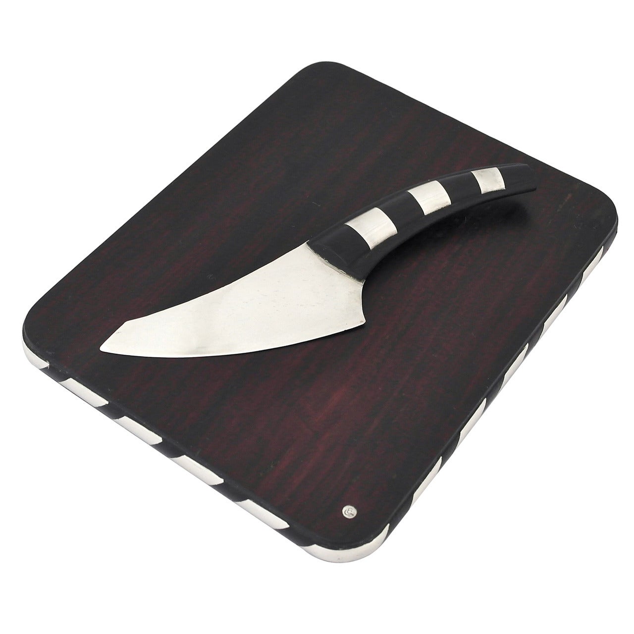 William Spratling Sterling Silver and Rosewood Cheese Board with Knife
