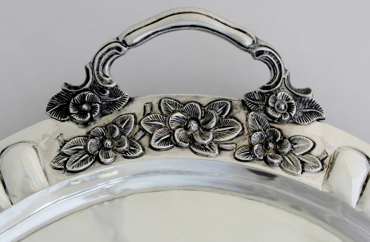 RARE Large Sanborns Sterling Silver Five-Piece Tea and Coffee Service with Tray In Excellent Condition In New York, NY