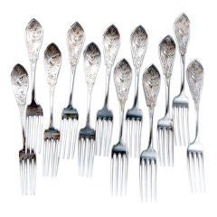 12 Japanese Luncheon Forks Wood & Hughes 1880