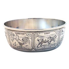 Antique Circa 1900 Sterling Silver Acid Etched Child's Bowl Sterling Sil