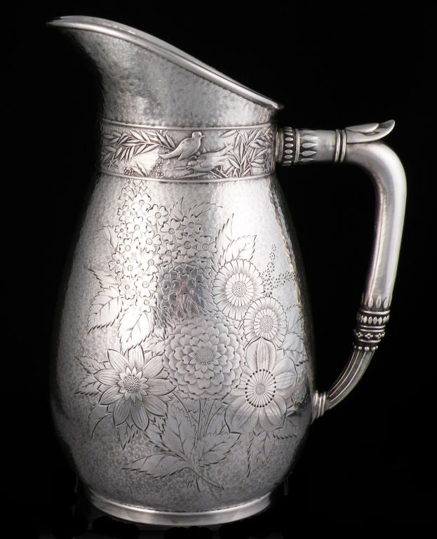 Aesthetic Japanesque Pitcher Quadruple Silverplate 1880