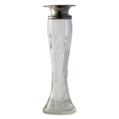 Gorham Sterling Silver Etched Crystal Vase Circa 1890