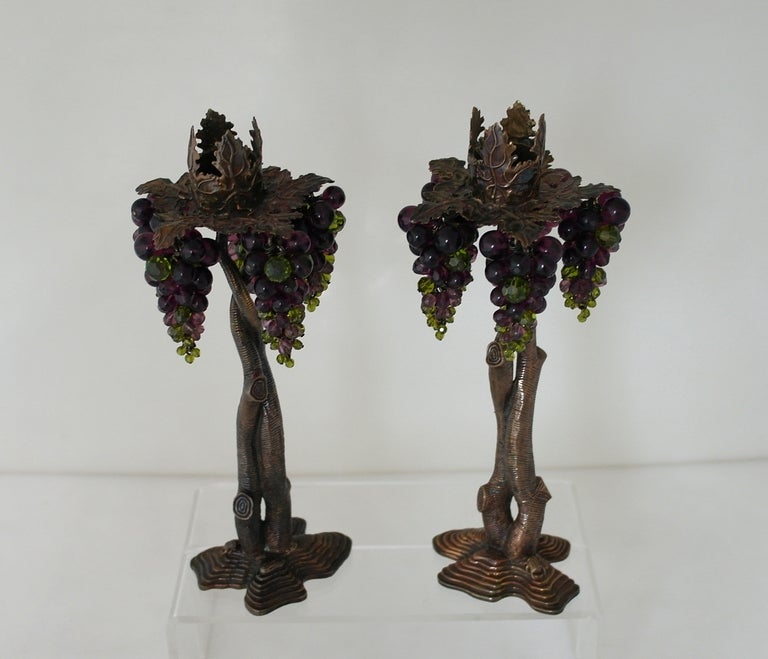 Stephen Dweck Bronze and Silver Gilt Grapes Three-Dimensional Candlesticks 3