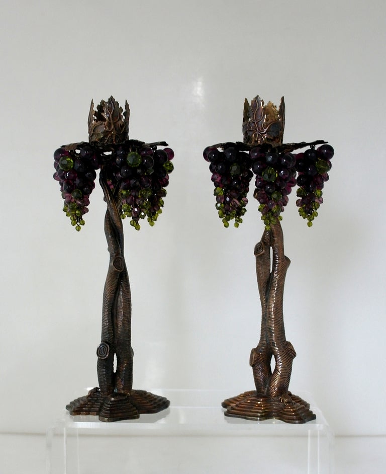 Stephen Dweck Bronze and Silver Gilt Grapes Three-Dimensional Candlesticks 2