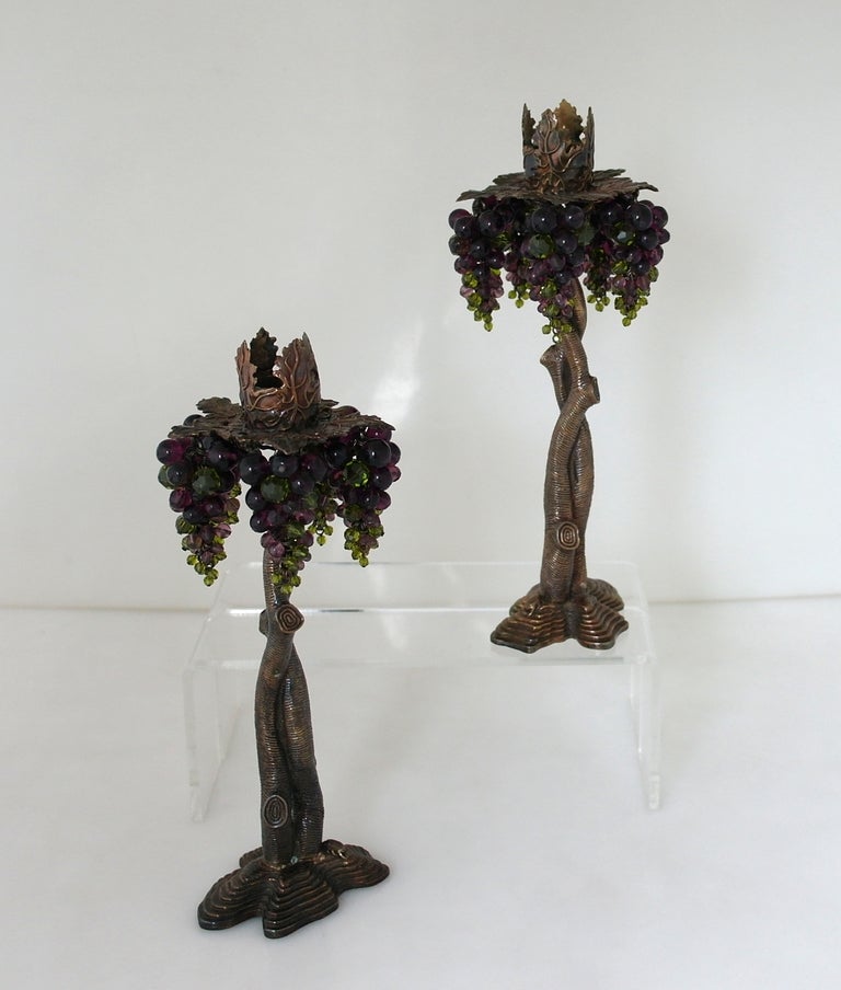 Stephen Dweck Bronze and Silver Gilt Grapes Three-Dimensional Candlesticks 1