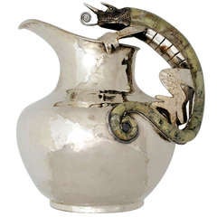 Wolmar Castillo Taxco Handwrought Silverplate Salamander Pitcher