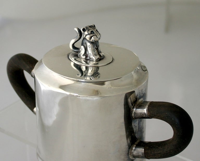 William Spratling Sterling Silver Jaguar Motif 3 piece Coffee Set 1964 1