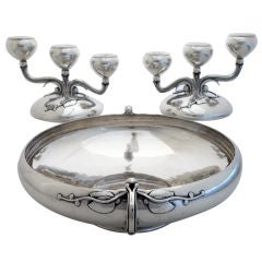 Vintage Modern Sterling Silver Bowl 
2 Candelabra Worden-Munnis 60oz