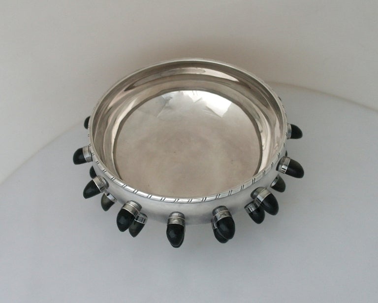 Tane Sterling Silver & Carved Obsidian Centerpiece Bowl 2