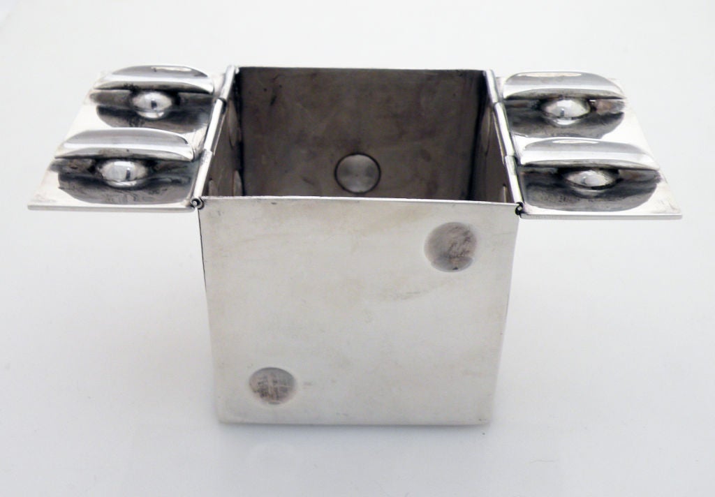 Rare Spratling Sterling Dice Motif Cigarette Tray 1940 In Excellent Condition In New York, NY