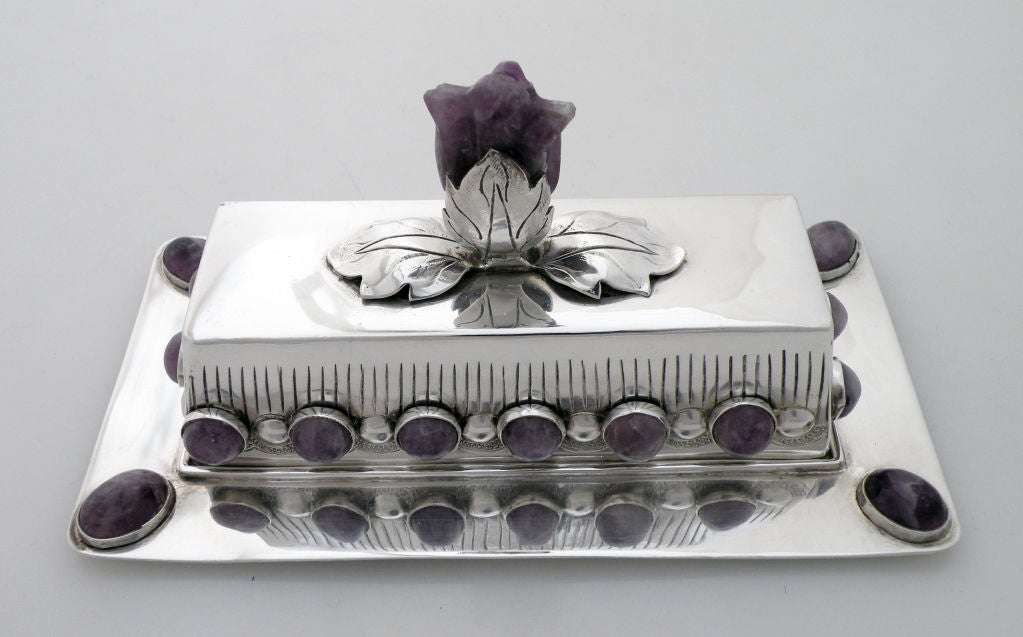 Mexican Marguerite Wenner Conquistador Butter Dish Amethysts