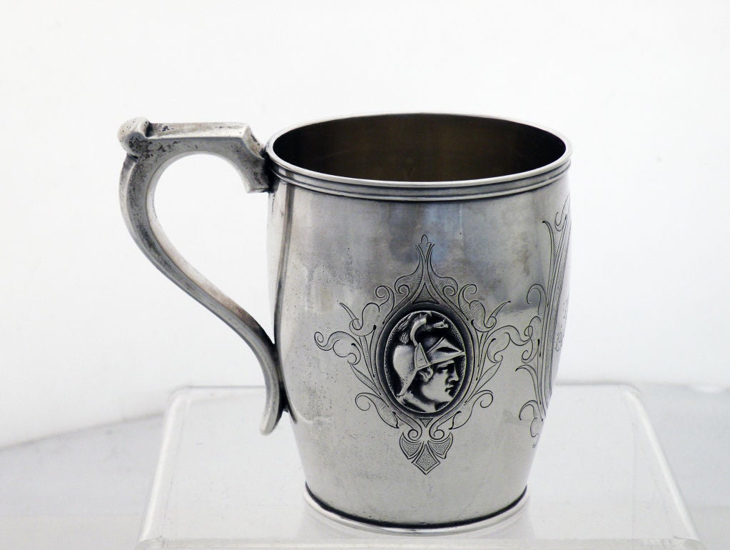 rare Peter L. Krider Coin Silver Medallion Cup 1865 In Excellent Condition In New York, NY