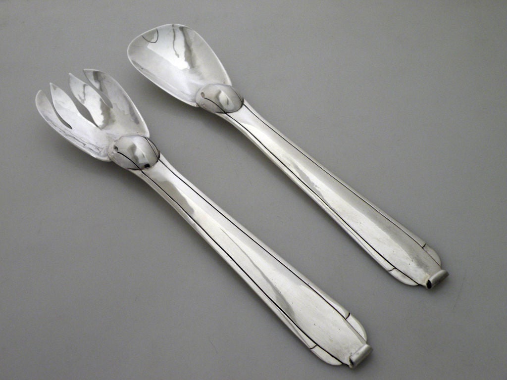 Rare Duck Motif Spratling Sterling Silver Taxco Servers