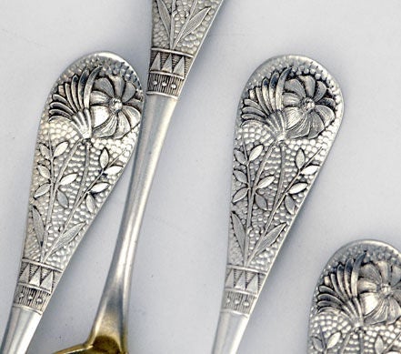 Sterling Silver Wood & Hughes Aesthetic 12 Demitasse 'gold' Spoons
