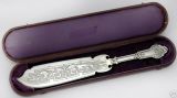 Antique Wood & Hughes COIN SILVER ENGRAVED BREAD/CAKE KNIFE 1860