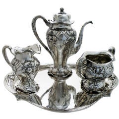 Lebkuecher Sterling Silver Art Nouveau Tea Service 1900