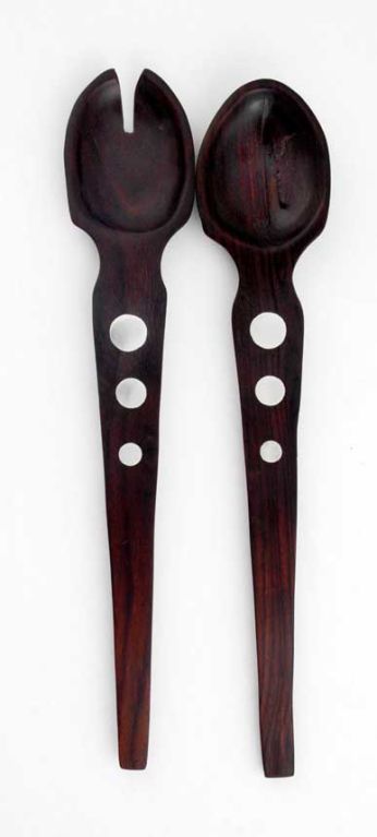 Spratling Sterling Silver Rosewood Salad Servers 1945