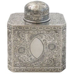 Theodore Starr Sterling Silver Engraved Tea Caddy 1890