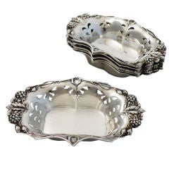 Antique Tiffany Sterling Silver 6 Raspberry Nut/Mint/Salt  Dishes 1904