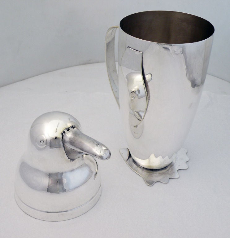 Silver Plate Schuelke Napier Silverplate Figural Penguin Cocktail Pitcher