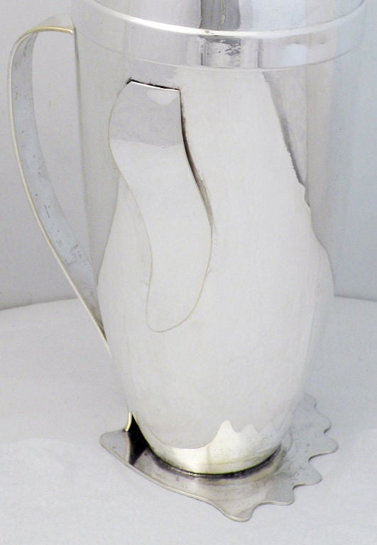 Schuelke Napier Silverplate Figural Penguin Cocktail Pitcher 1