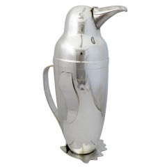 Vintage Schuelke Napier Silverplate Figural Penguin Cocktail Pitcher