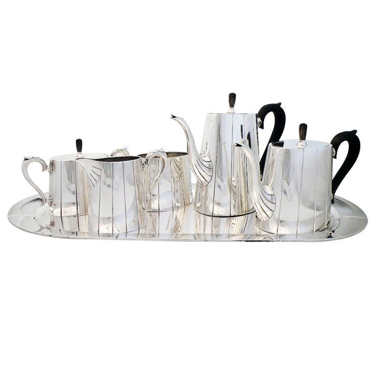 International Art Deco Sterling Silver  6 Piece Coffee Tea Set