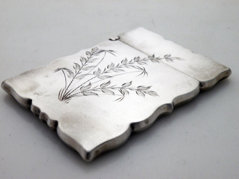 19th Century Aesthetic Gorham Sterling Silver Engraved Card Case 1875 For Sale