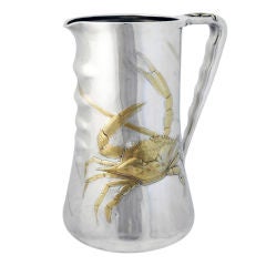 Whiting Aesthetic Sterling Water PItcher Vermeil Gilded Crab