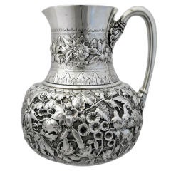 Kennard & Jenks Sterling Silver Floral Foliate Repousse Pitcher