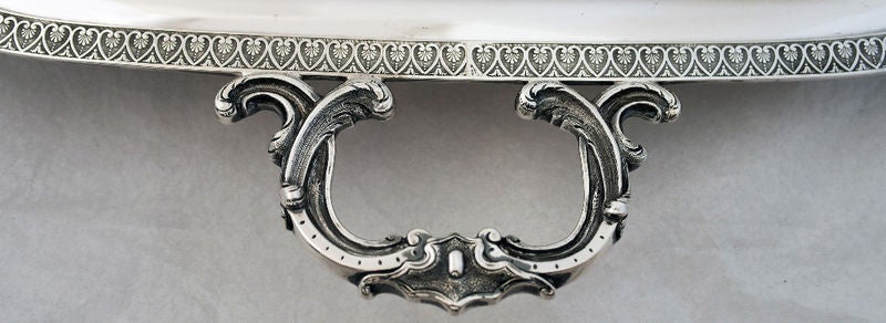 American Large William Adams 1845 Coin Silver Large Serving Tray