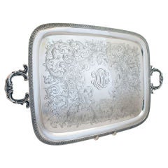 Large William Adams 1845 Coin Silver Large Serving Tray