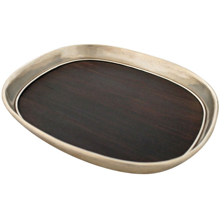 William Spratling Large Sterling Silver & Rosewood Serving Tray