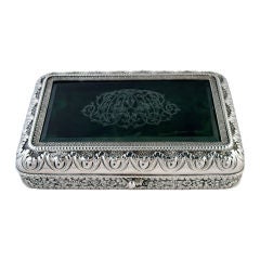Rare Tiffany 1885 Sterling Silver & Etched Glass Jewelry Box