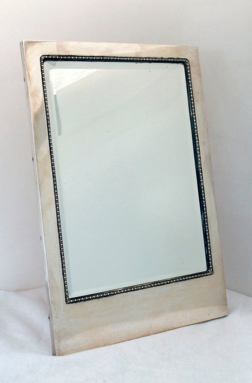Art  Deco Circa 1920 Large Austrian .800 Silver Framed Mirror